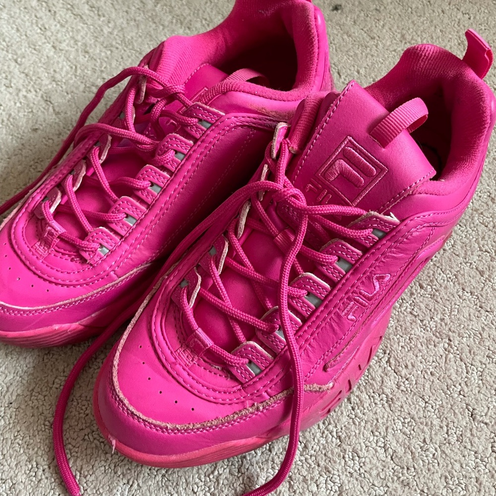 Neon pink Filas